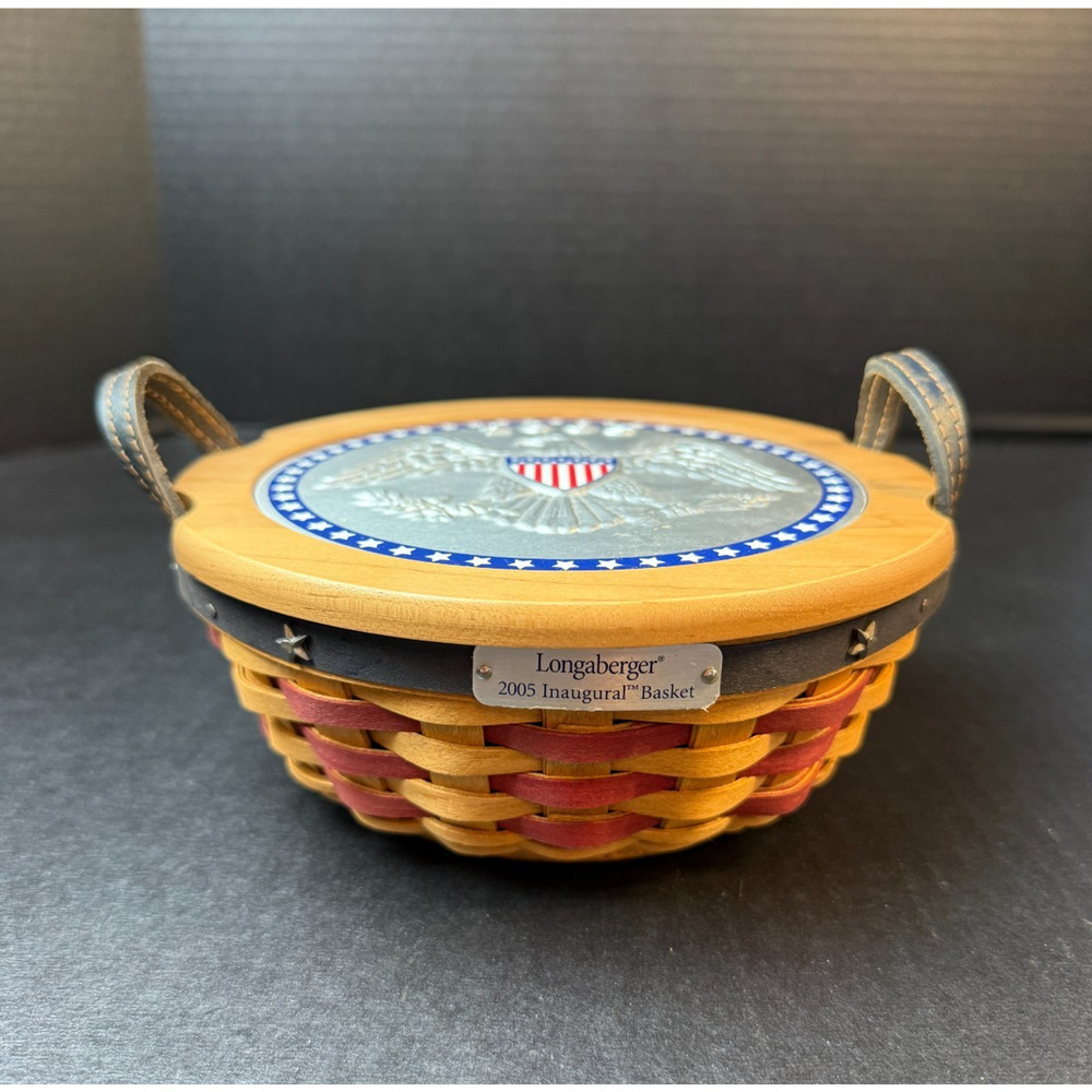 Longaberger 2005 Inaugural Basket, Liner, Protector, Medallion, Lid Combo